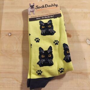 SOCK daddy black cat socks green new in package
